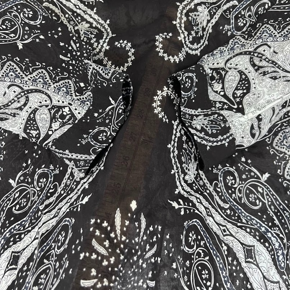 Talbots Petite Paisley Shirt Black White Sheer‎ Cotton Button Up LP - Picture 9 of 9